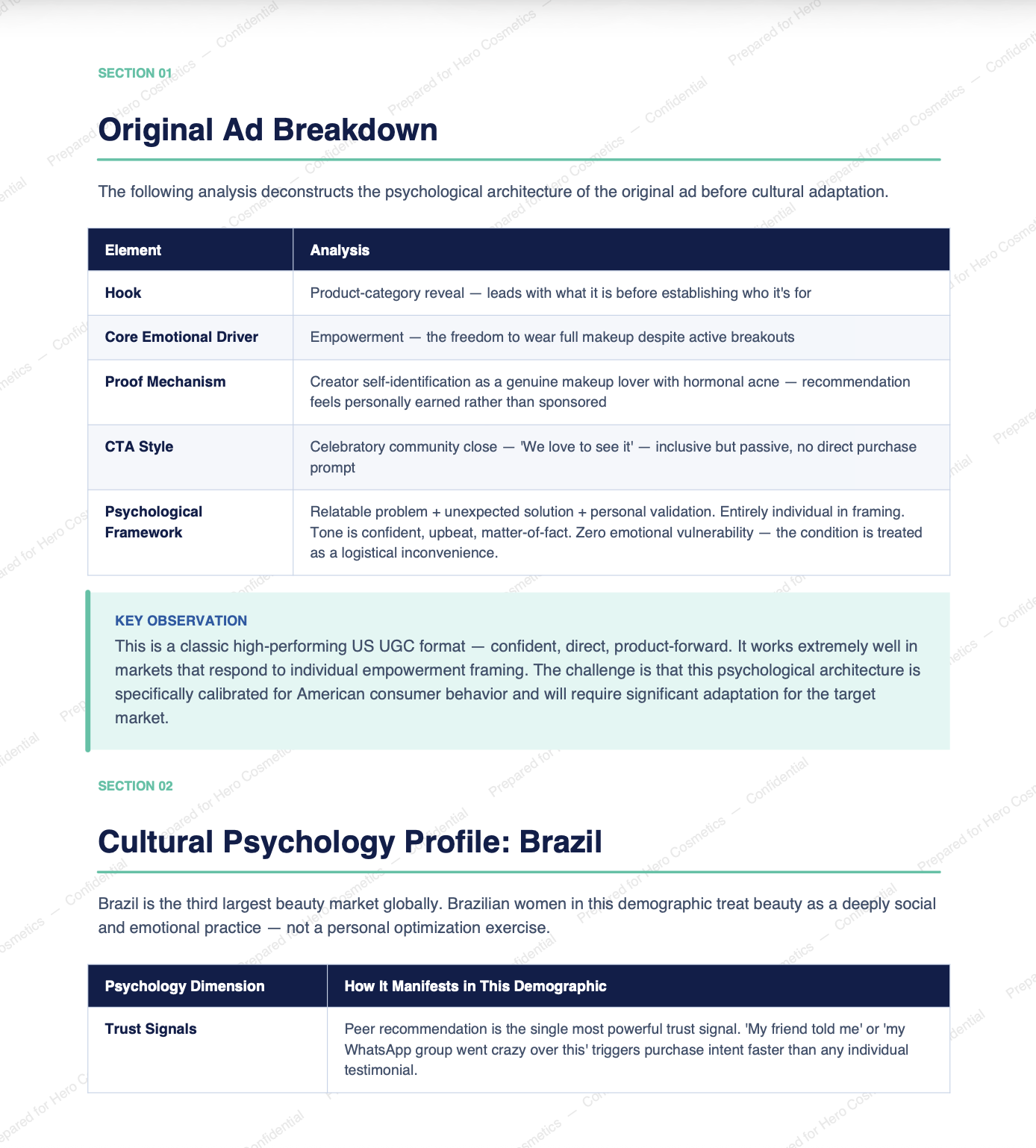CrossConvert Cultural Creative Brief — Sample Report Page 1